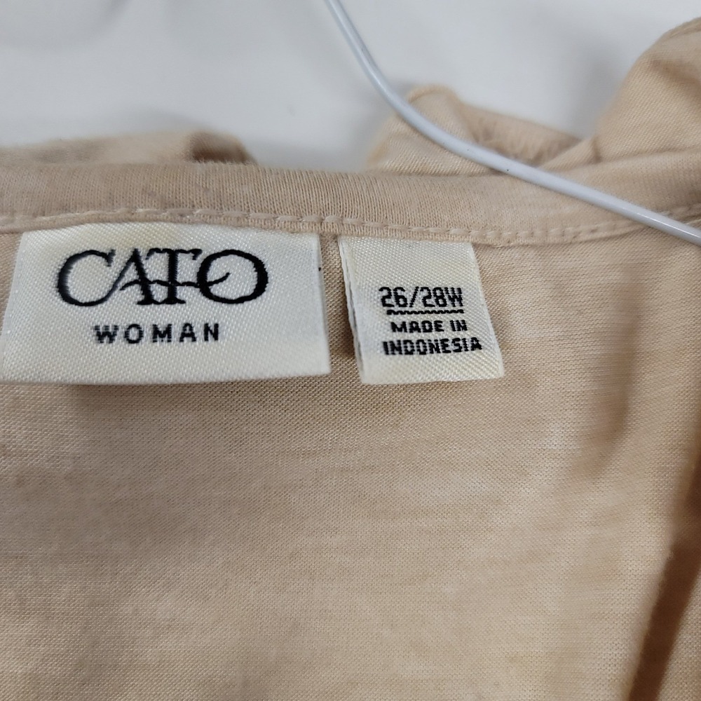 Cato‎ Woman 26/28W Sleeveless Top Ruffle Front Knit Vest Cardigan Tank Beige - Picture 4 of 4
